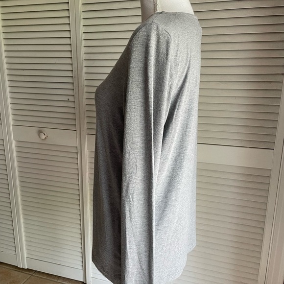 Eileen Fisher Tunic Shirt Top Petite Small SP Gray V-neck Front Seam - Picture 3 of 8